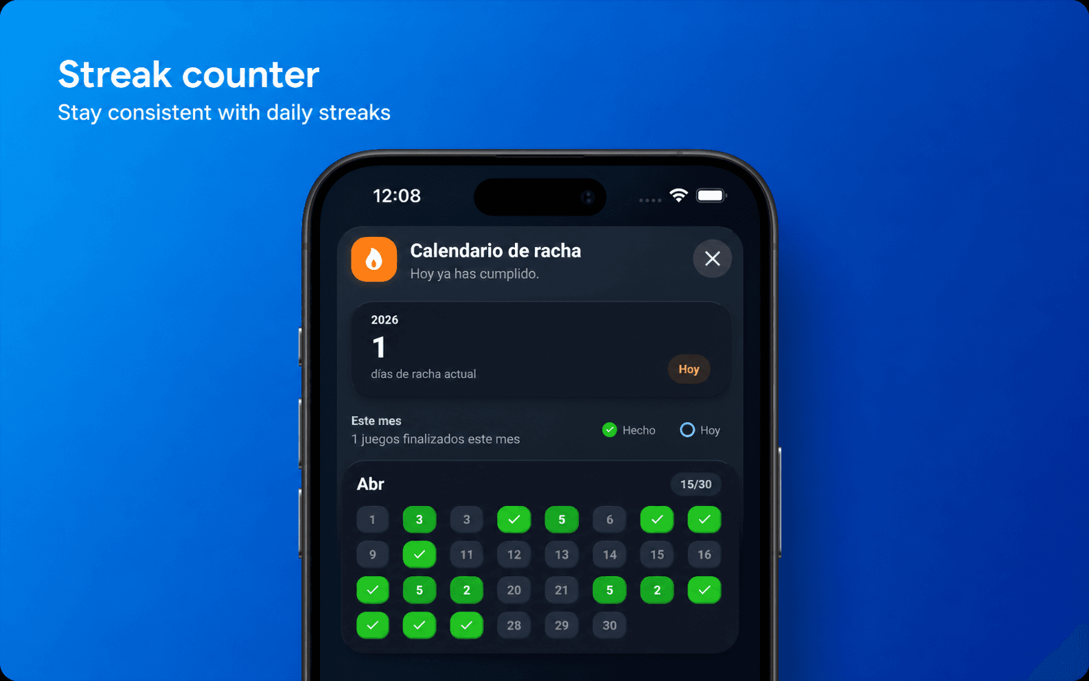 HabitKit's dashboard with habits allowing to track multiple completions per day